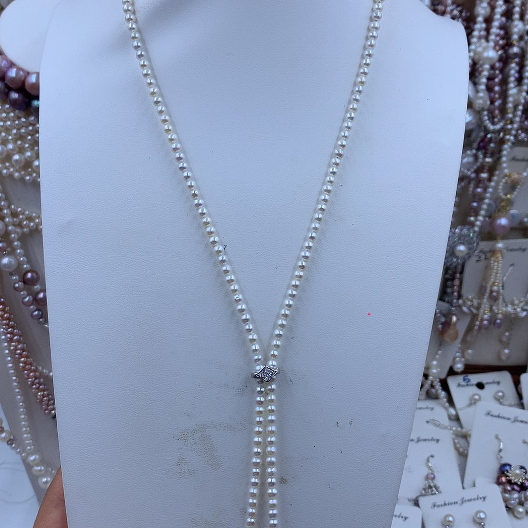 项链银S925镶嵌淡水珍珠雨****）