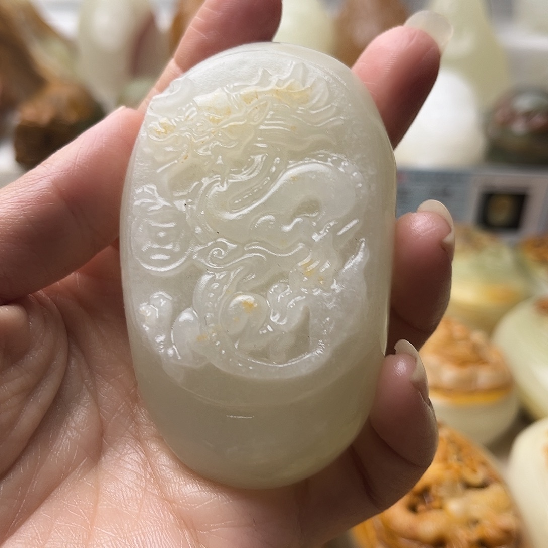 石材方解石手把摆件不退换龙