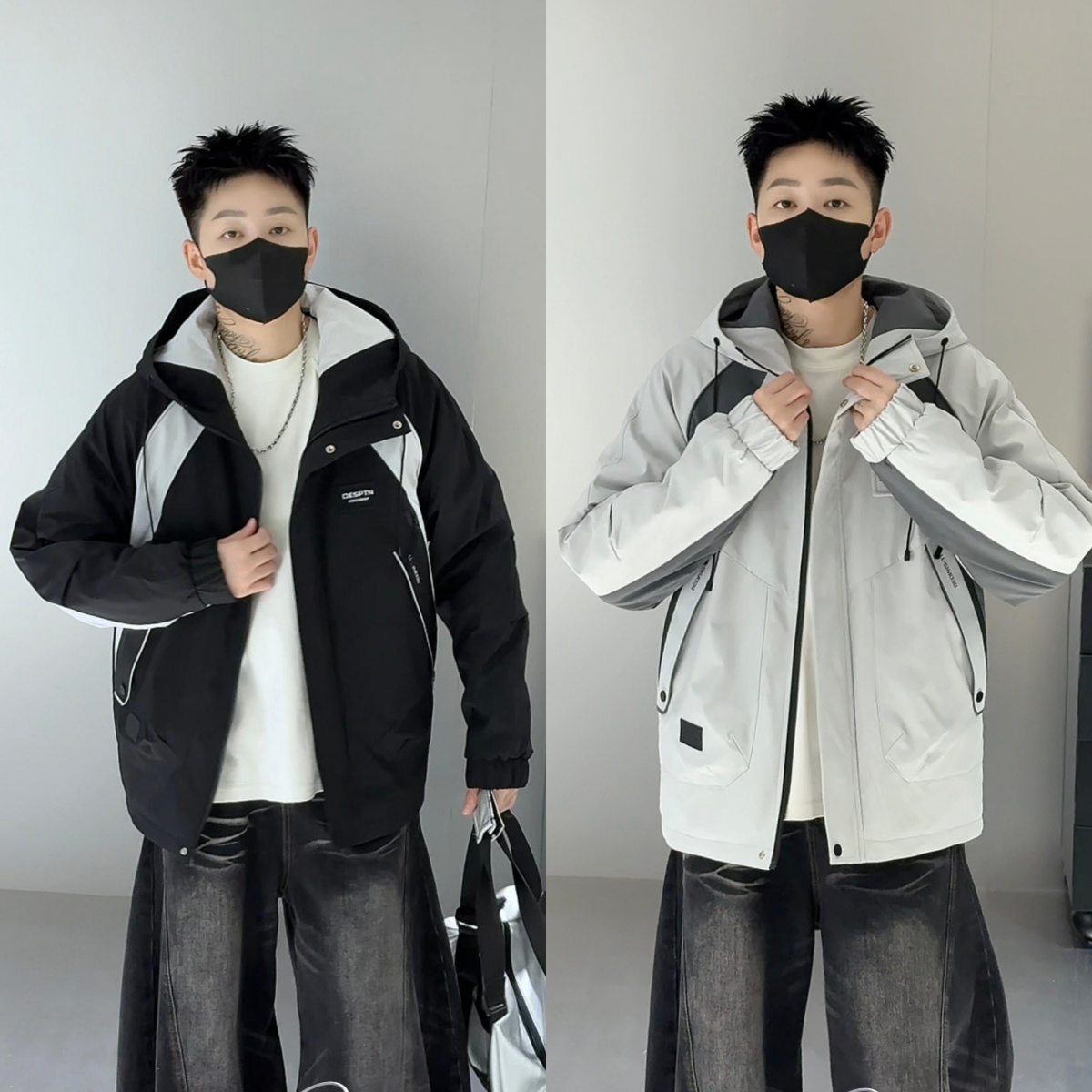 秋冬青少年男生连帽二棉冲锋衣休闲外套潮流百搭男士冬季夹克0830