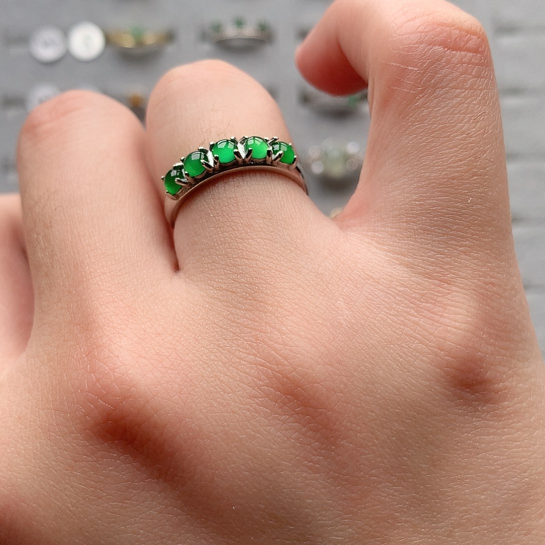 翡翠戒指银S925镶嵌0099