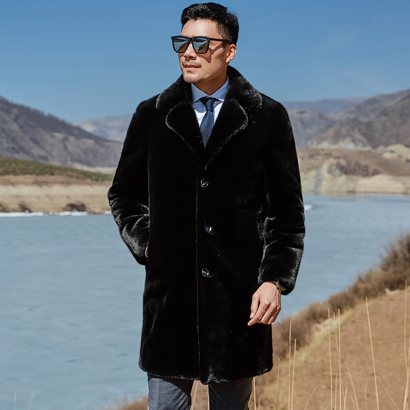 10627进口美国宝嘉美水貂皮大衣中长款西装领