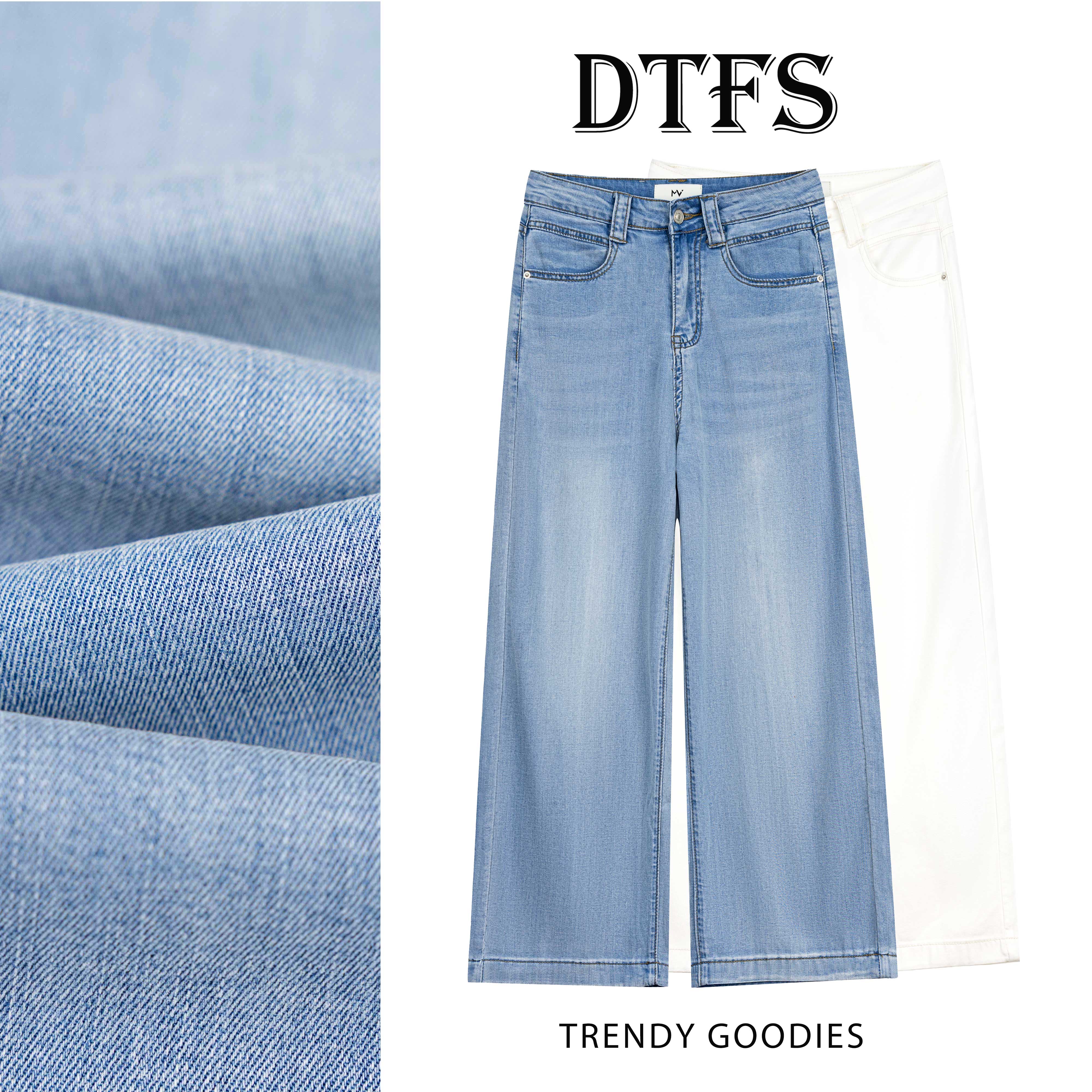 【大婷】2025夏季高腰阔腿裤复古垂感夏季牛仔裤中高腰极简风83818