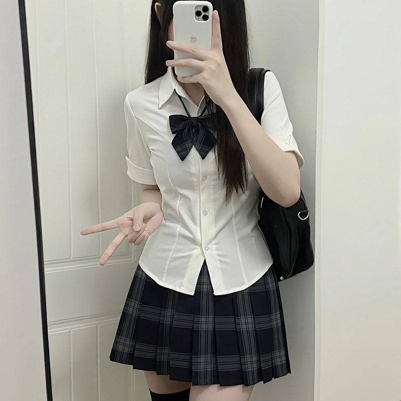 孤海川岚中39cm原创格子校供感jk制服格裙半身裙学院风百褶裙短裙