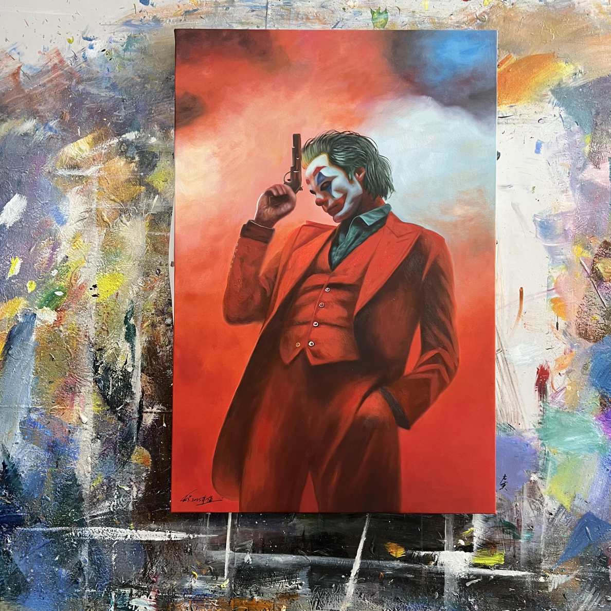 小丑挂画现代装饰画不含内框尺寸60.90
