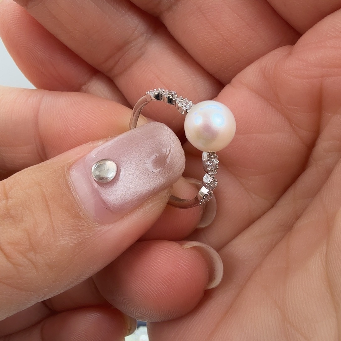 银S925镶嵌淡水珍珠戒指