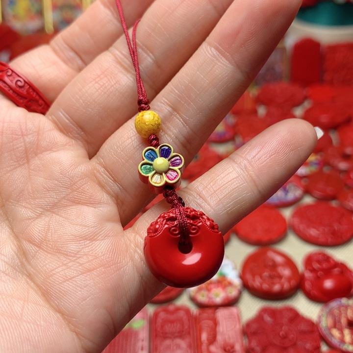天然辰砂工艺品朱砂手机坠