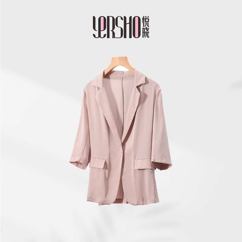 悦晓1383真丝西装女上衣桑蚕丝19姆米时尚通勤职业装白领韩版简约