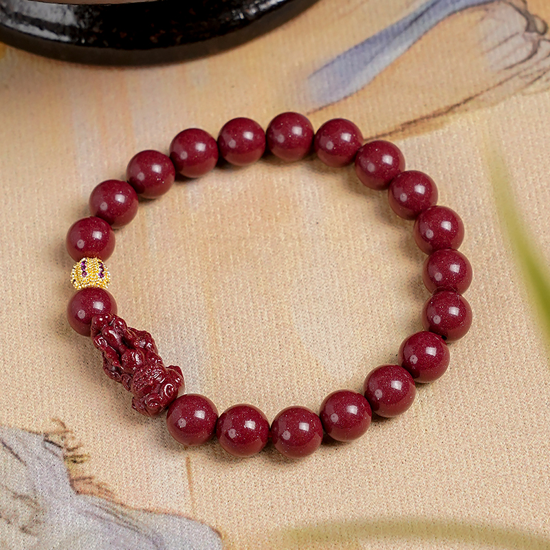含辰砂工艺品本命年红色朱砂紫金砂貔貅手链女款手串-Y0779