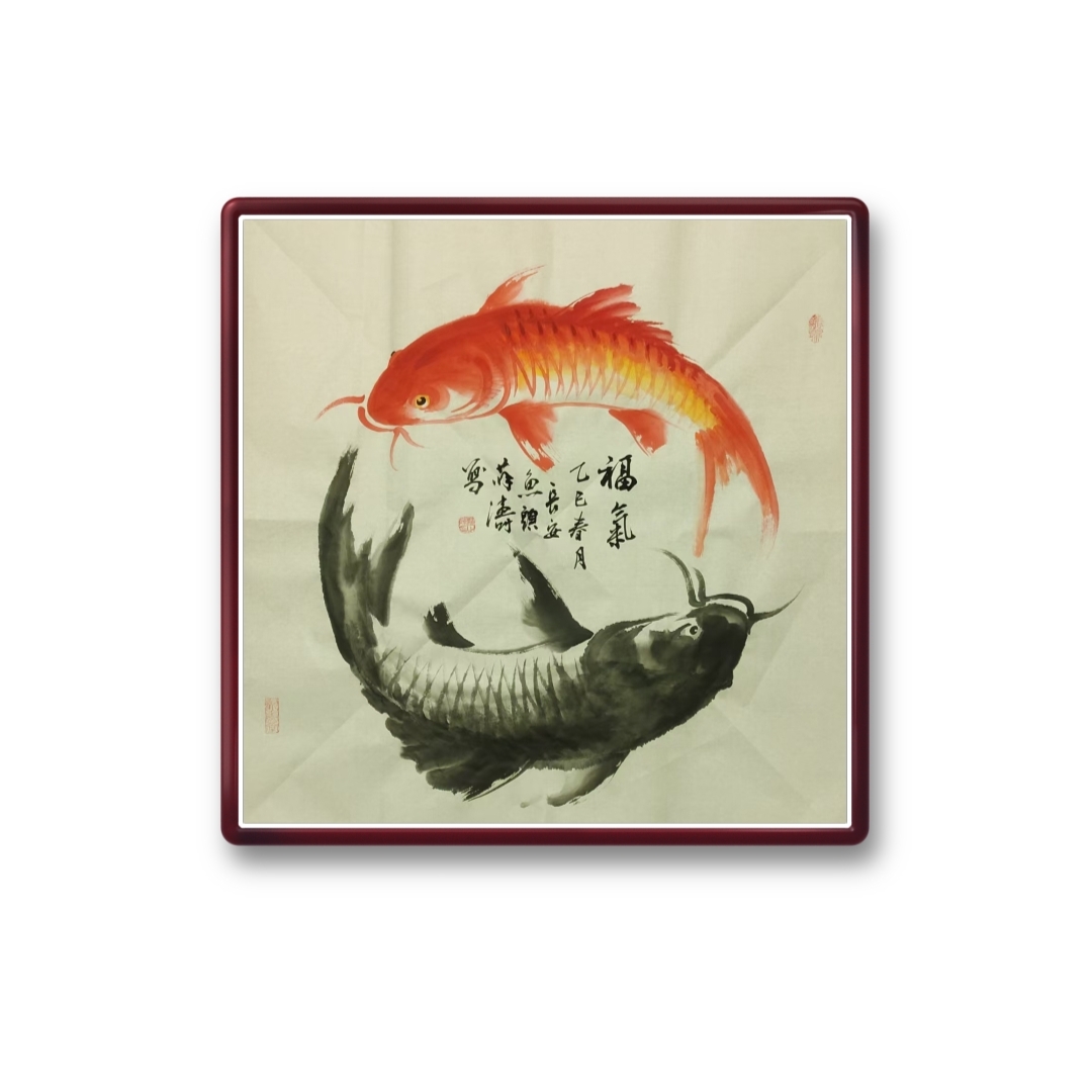 《福气》长安鱼头·薛涛 手绘年年有余、国画鲤鱼、花鸟画作品。