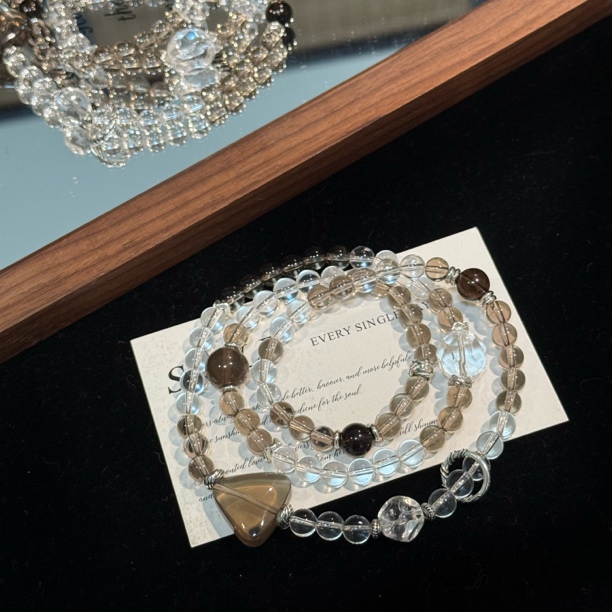  【茶隐】茶晶白水晶三圈设计款 多样性发一 D5785