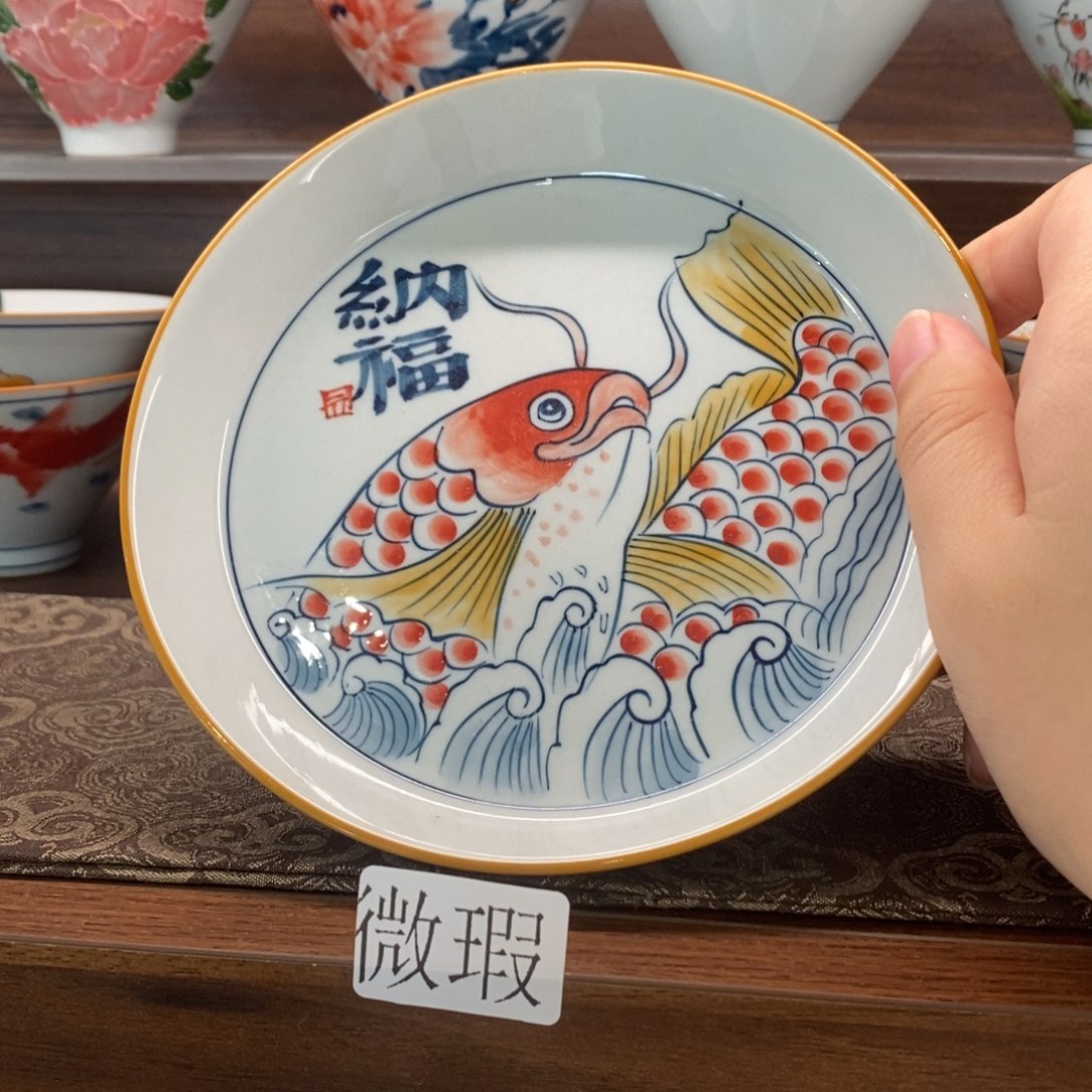 微瑕釉下彩纯手绘手工绘制