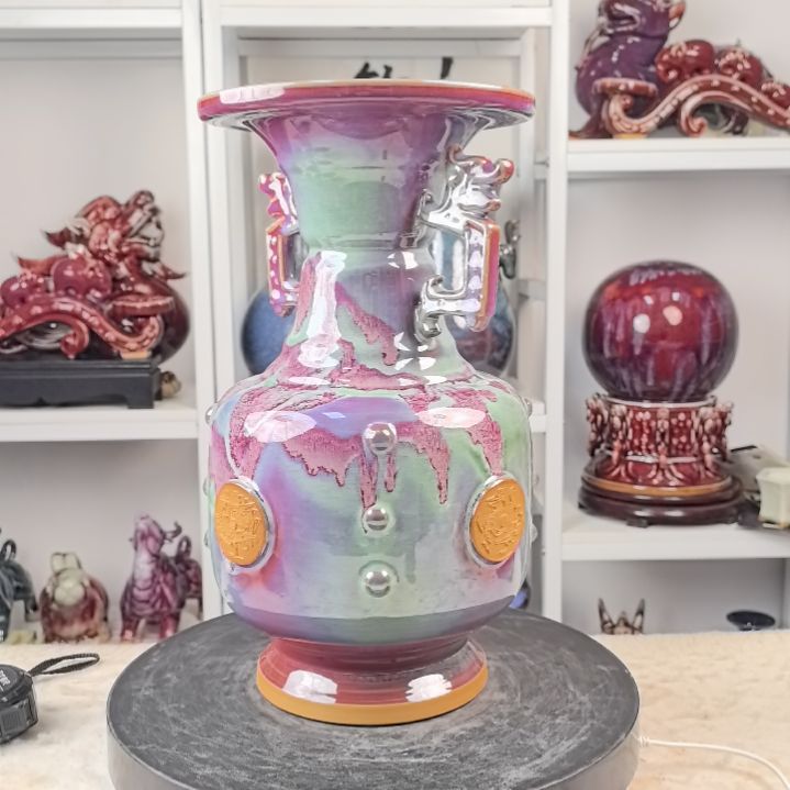 摆件钧瓷摆件神後鎮鈞瓷