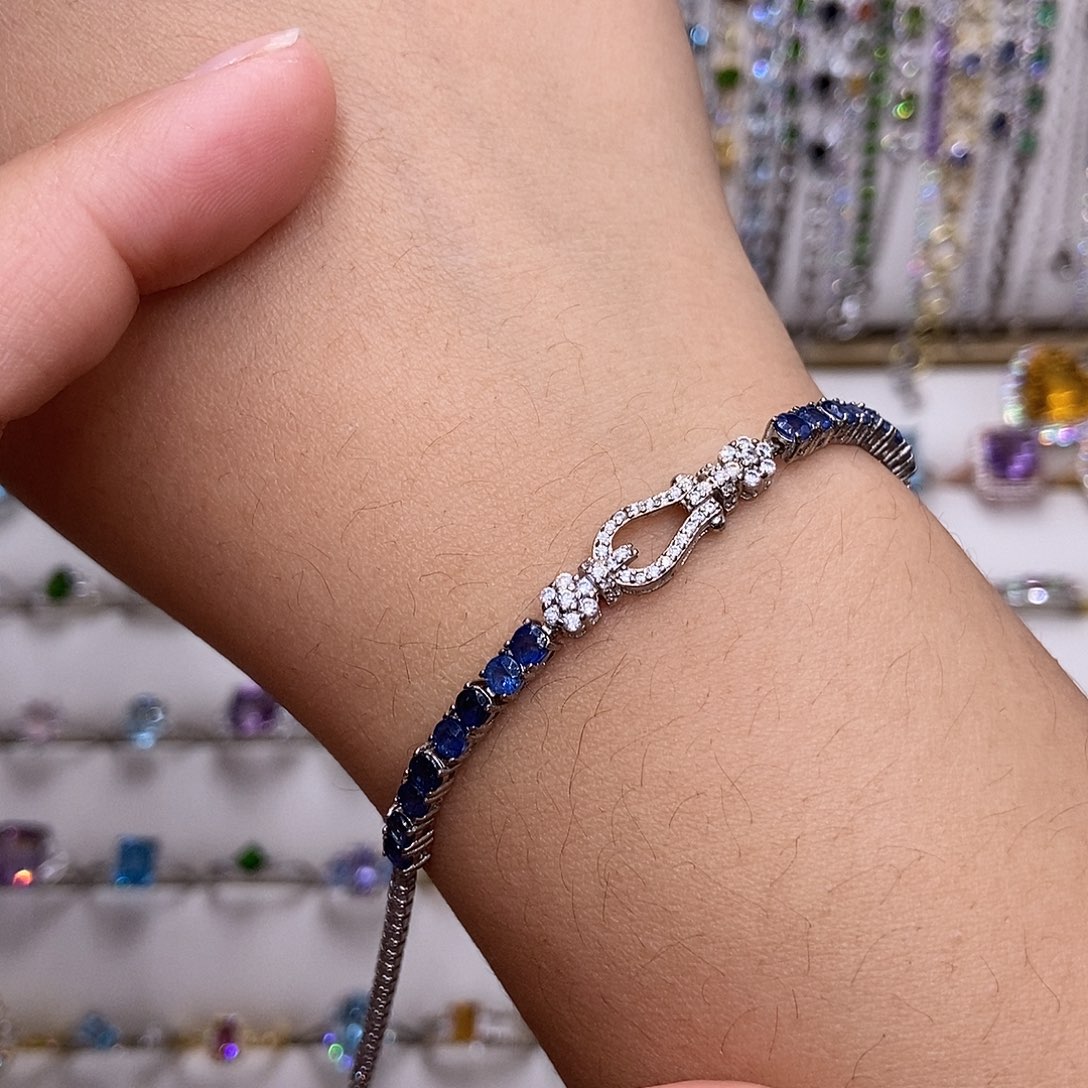 蓝宝石银S925镶嵌手链