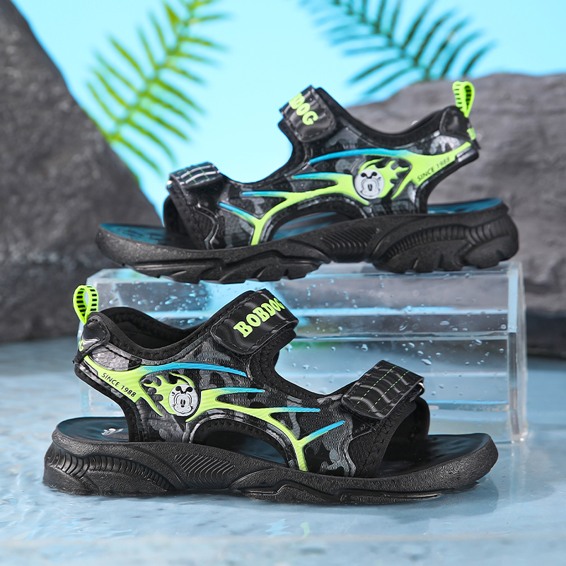 巴布豆2025夏季儿童凉鞋新款露趾软底男童沙滩凉鞋轻便休闲鞋