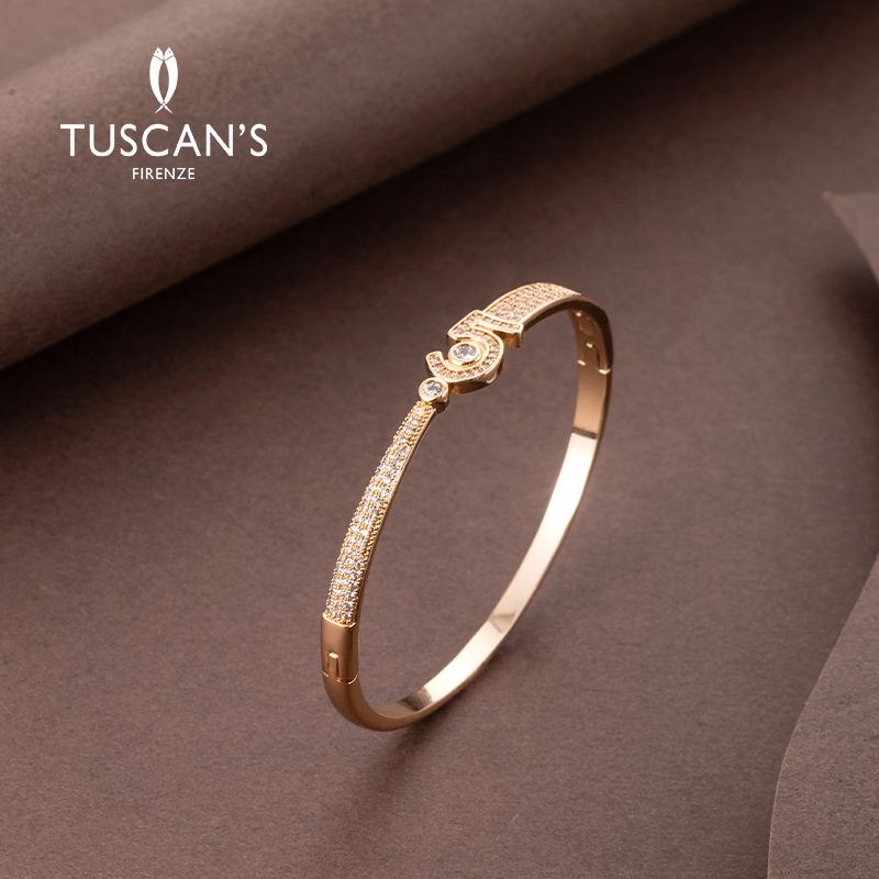 TUSCAN'S 铜合金合成锆石手镯 镀金轻奢气质精致满镶钻数字5手镯