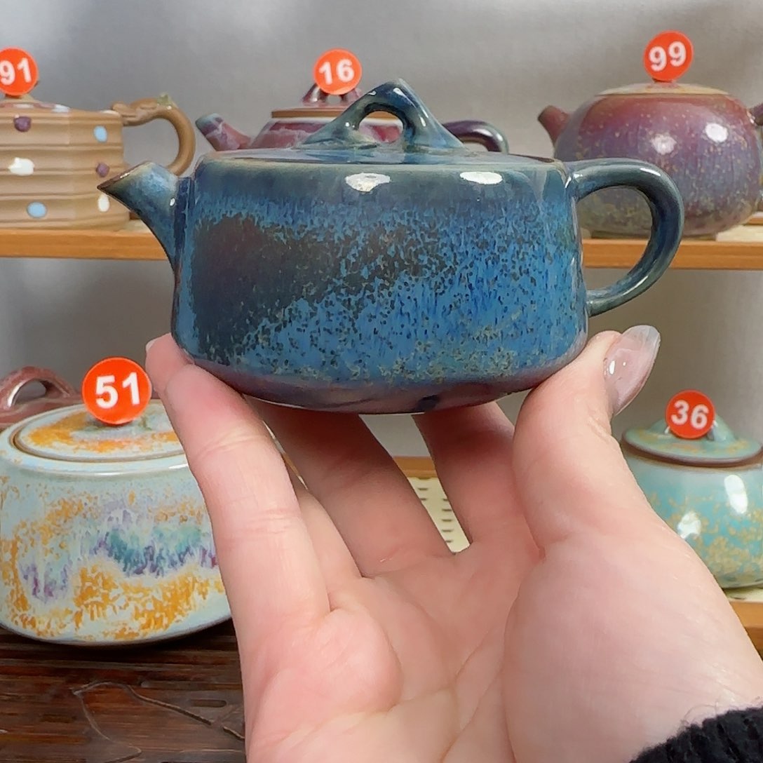 远山壶碳烧钧瓷茶壶