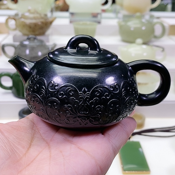 和田玉未镶嵌挂件茶壶180m l