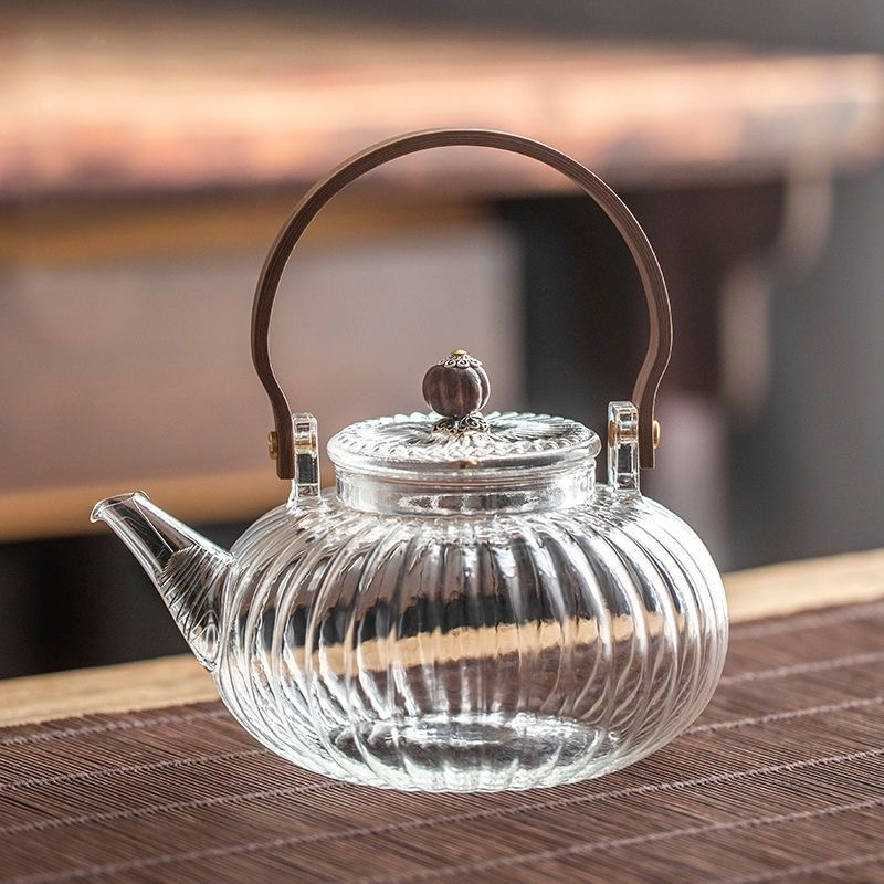 南瓜提梁壶玻璃茶壶煮茶壶耐高温泡茶壶煮茶器电陶炉加热烧水壶