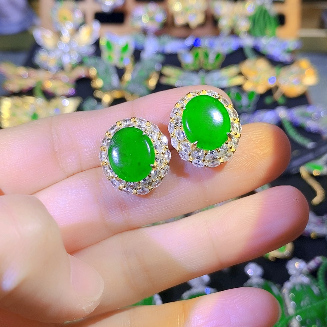 吊坠(不含链)银S925镶嵌翡翠