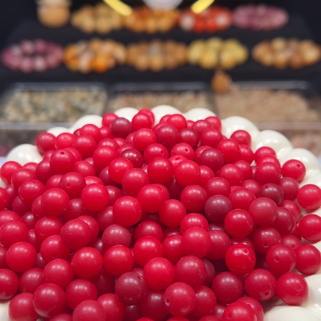 菩提根/象牙果手串卡10红色圆500颗