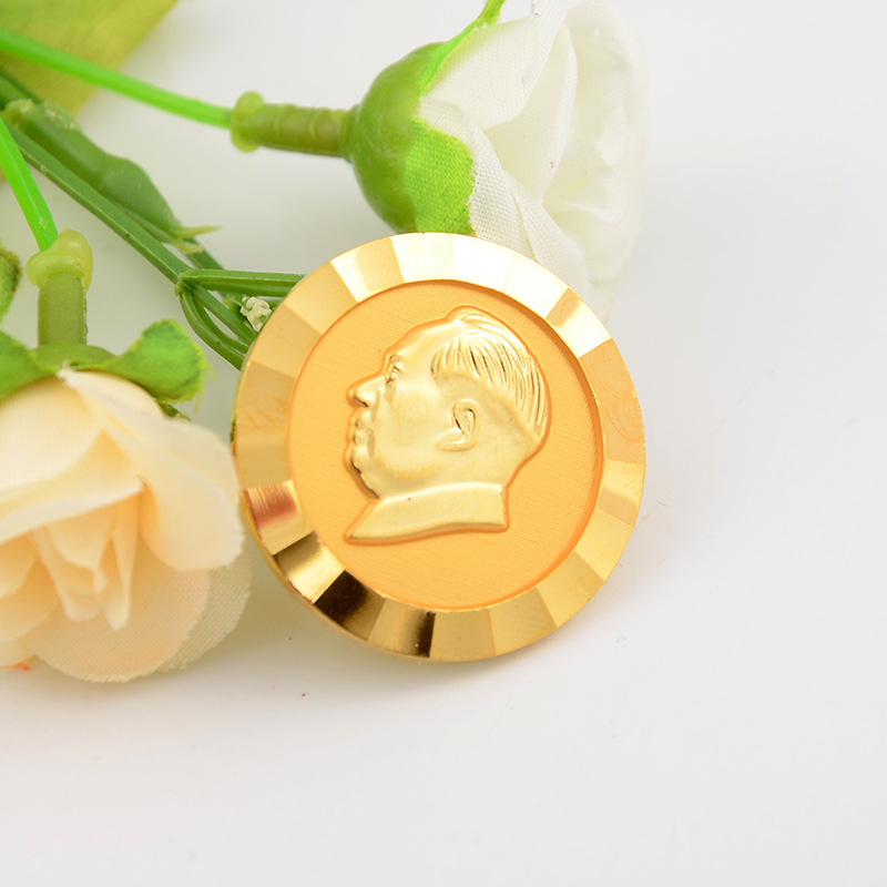 毛主席像章黄铜电镀真金精品胸章毛爷爷标准版全品徽章收藏纪念章