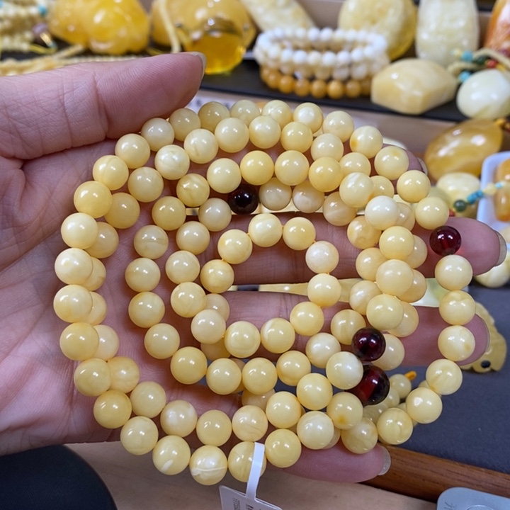琥珀裸石未镶嵌108手链