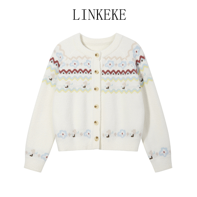 TB1093秋冬季新款时尚气质新年战袍提花毛衣女装慵懒宽松外套