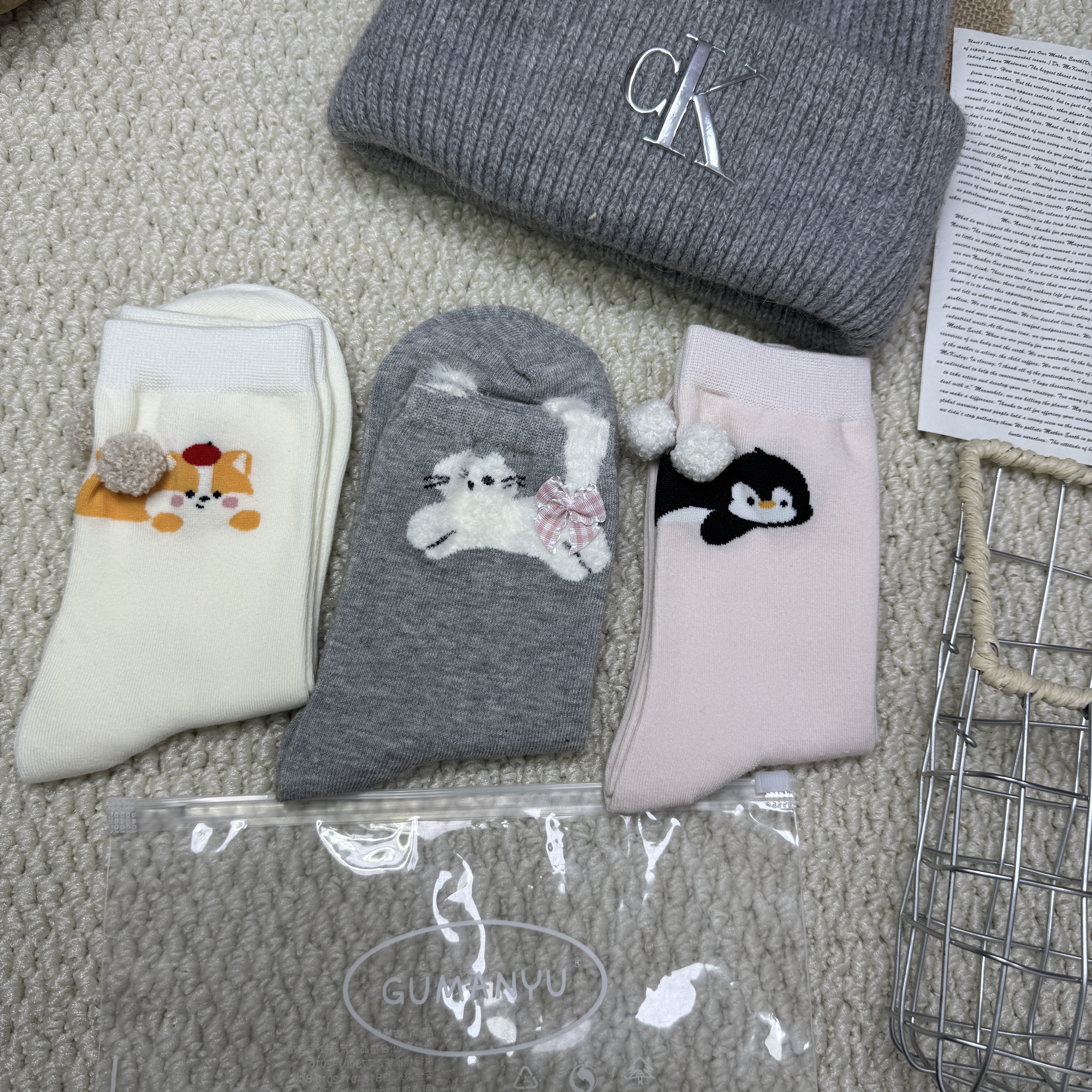 古鳗鱼毛球重工包装秋冬精梳棉袜