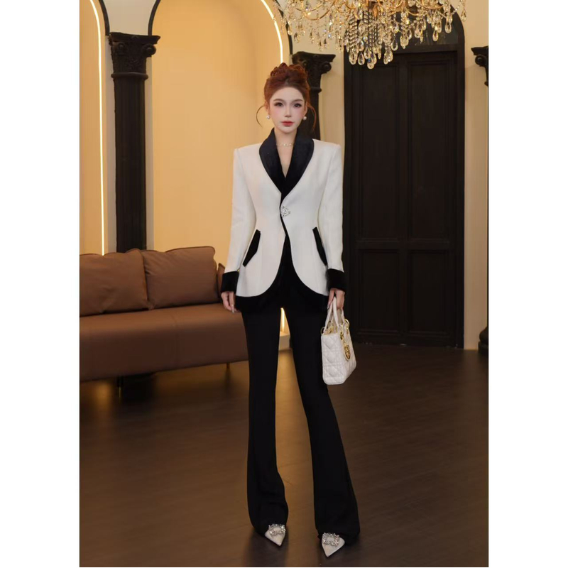 【温迪专属】A-125翻领防风短外套修身气质长裤套装秋季常规款JX228