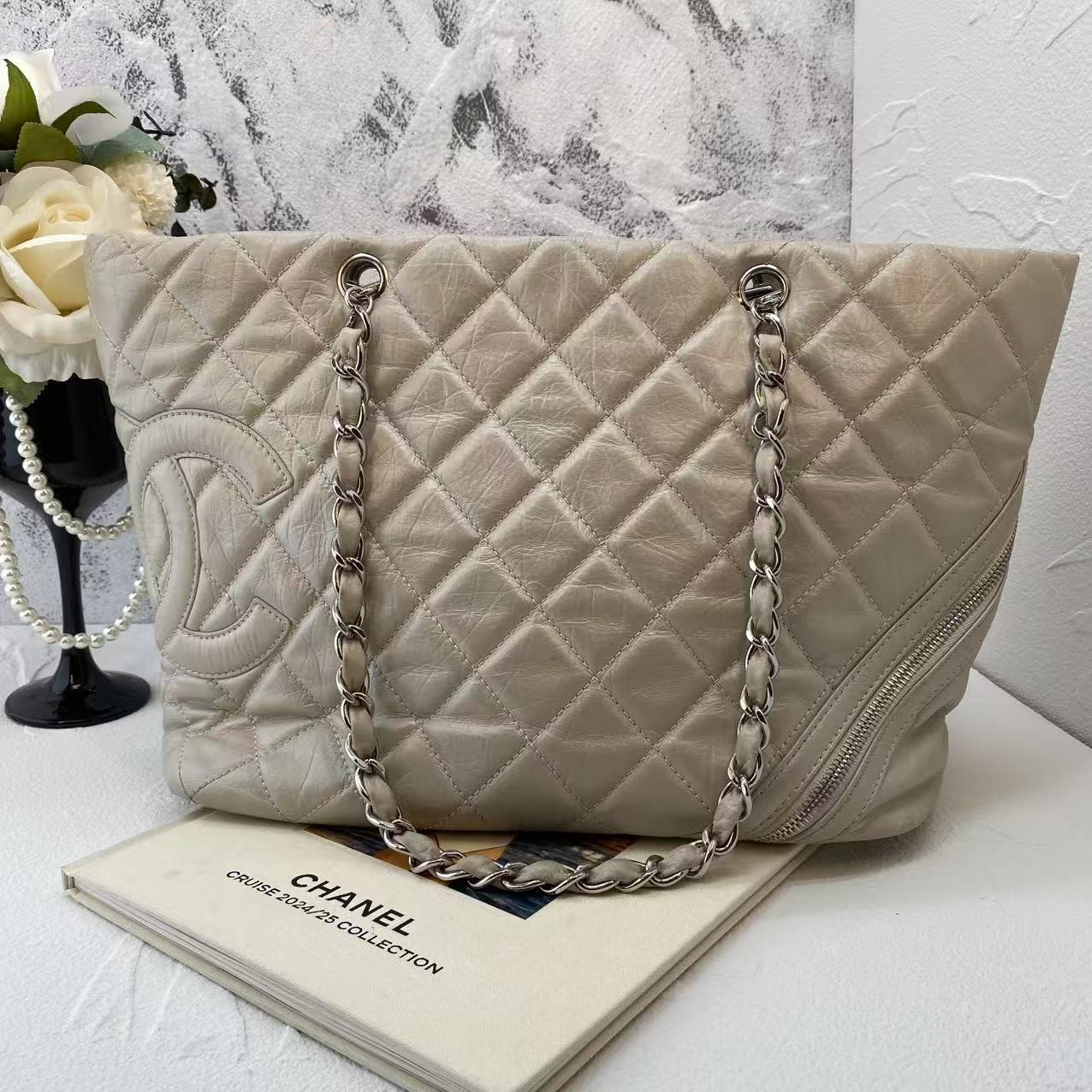 95新 Chanel/香奈儿 女士时尚小香风康鹏托特手提单肩二奢包包