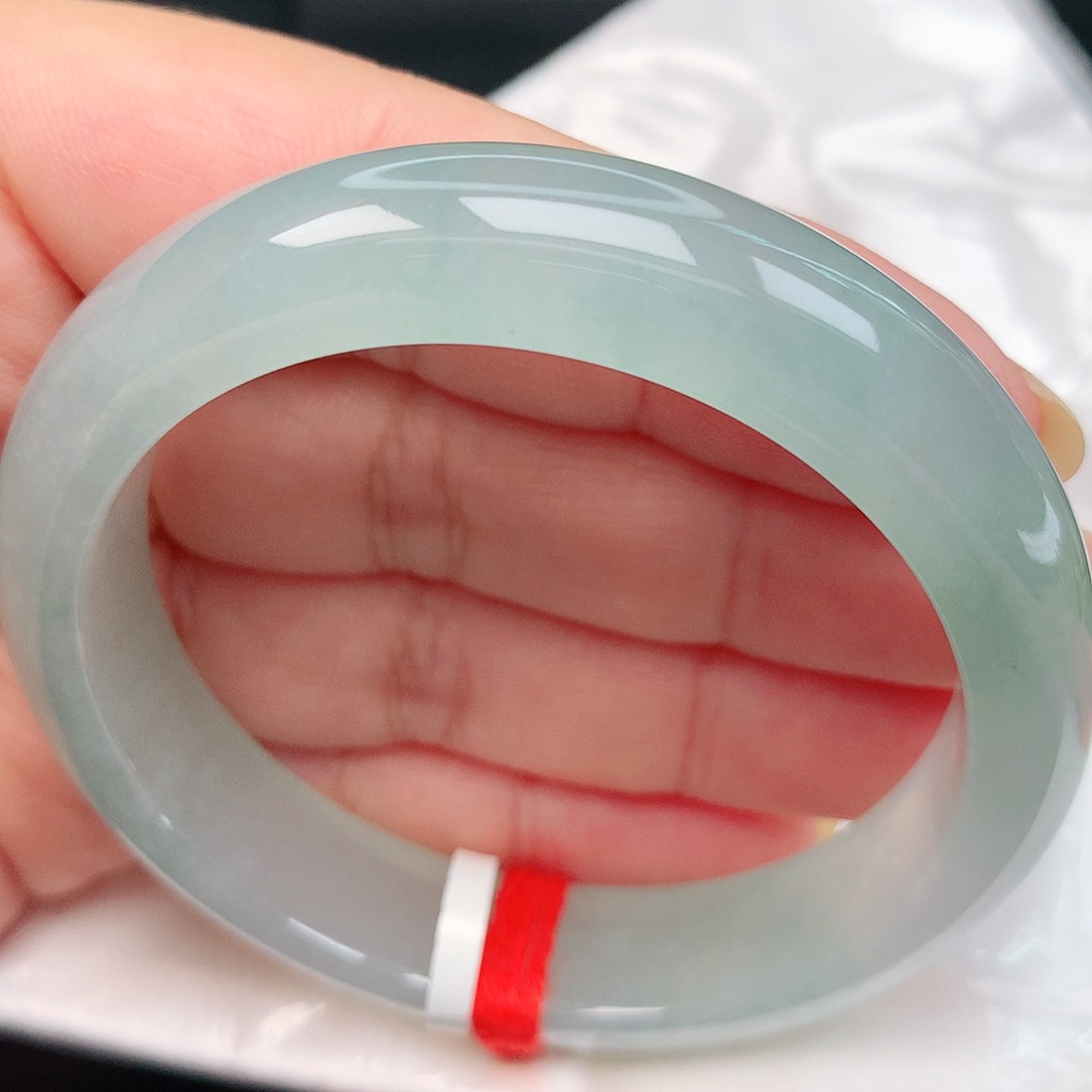 未镶嵌手镯翡翠44冰胶冰透蓝晴