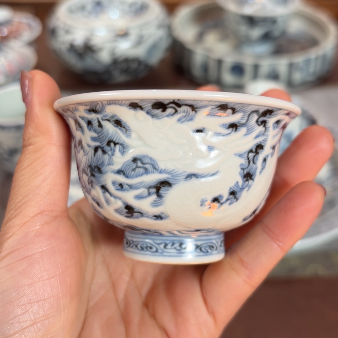 杯雕刻龙压手博陵造物