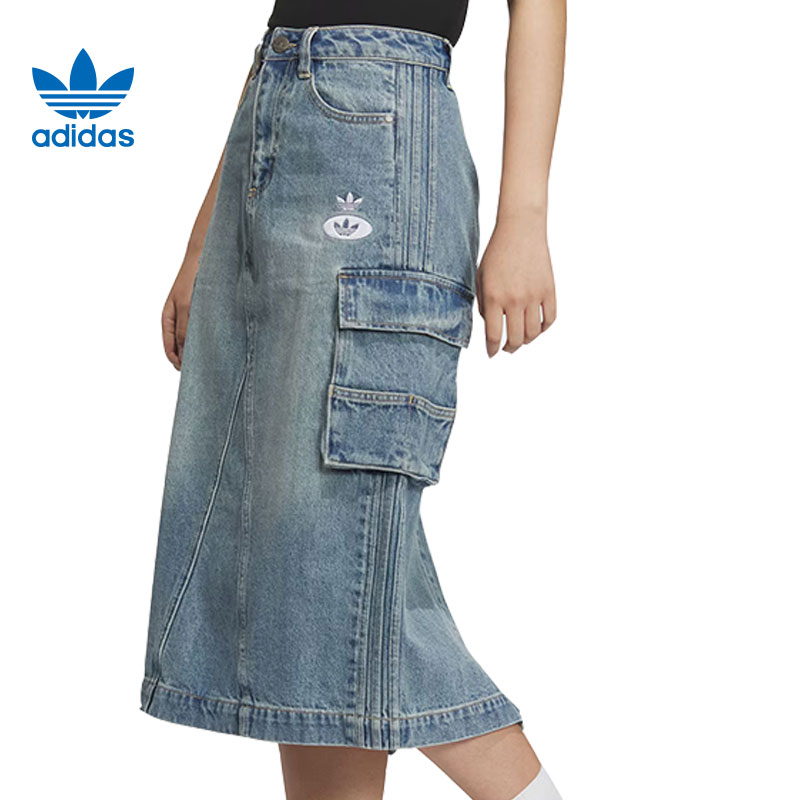 环adidas阿迪达斯三叶草女子运动休闲半身裙裙子JM8036