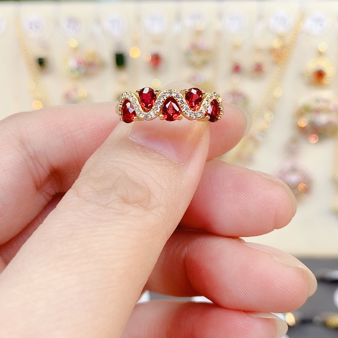 彩色蓝宝石银S925镶嵌戒指