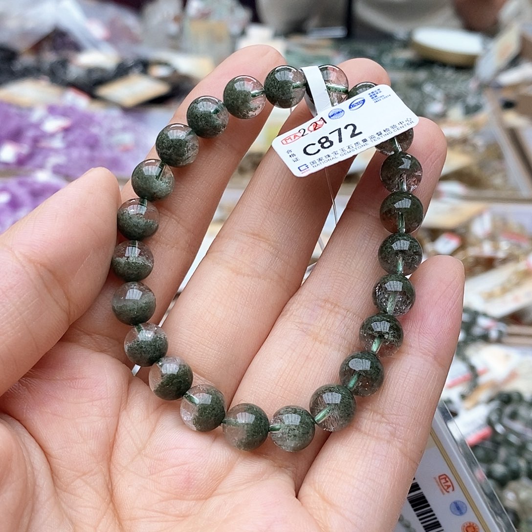 水晶手链未镶嵌C872绿幽灵半盆8.0mm