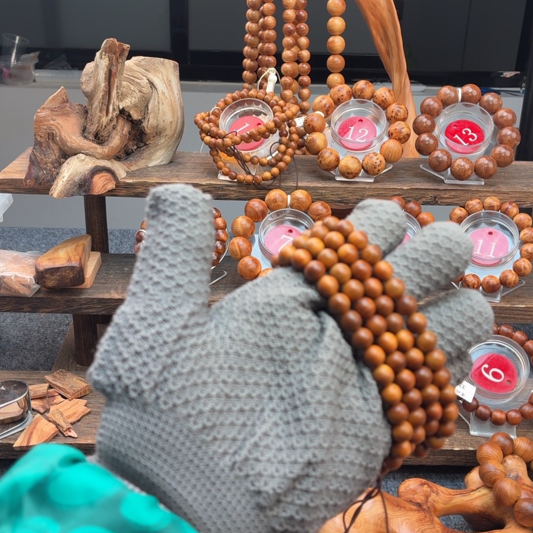 柏木（崖柏）手串/手链08雷击虫香蚕丝纹108颗焦香咖奶香