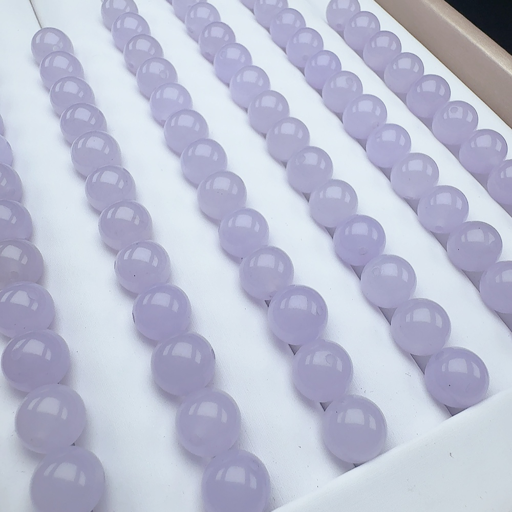天然缅甸翡翠，10m浅紫圆珠单珠 多样性发其一
