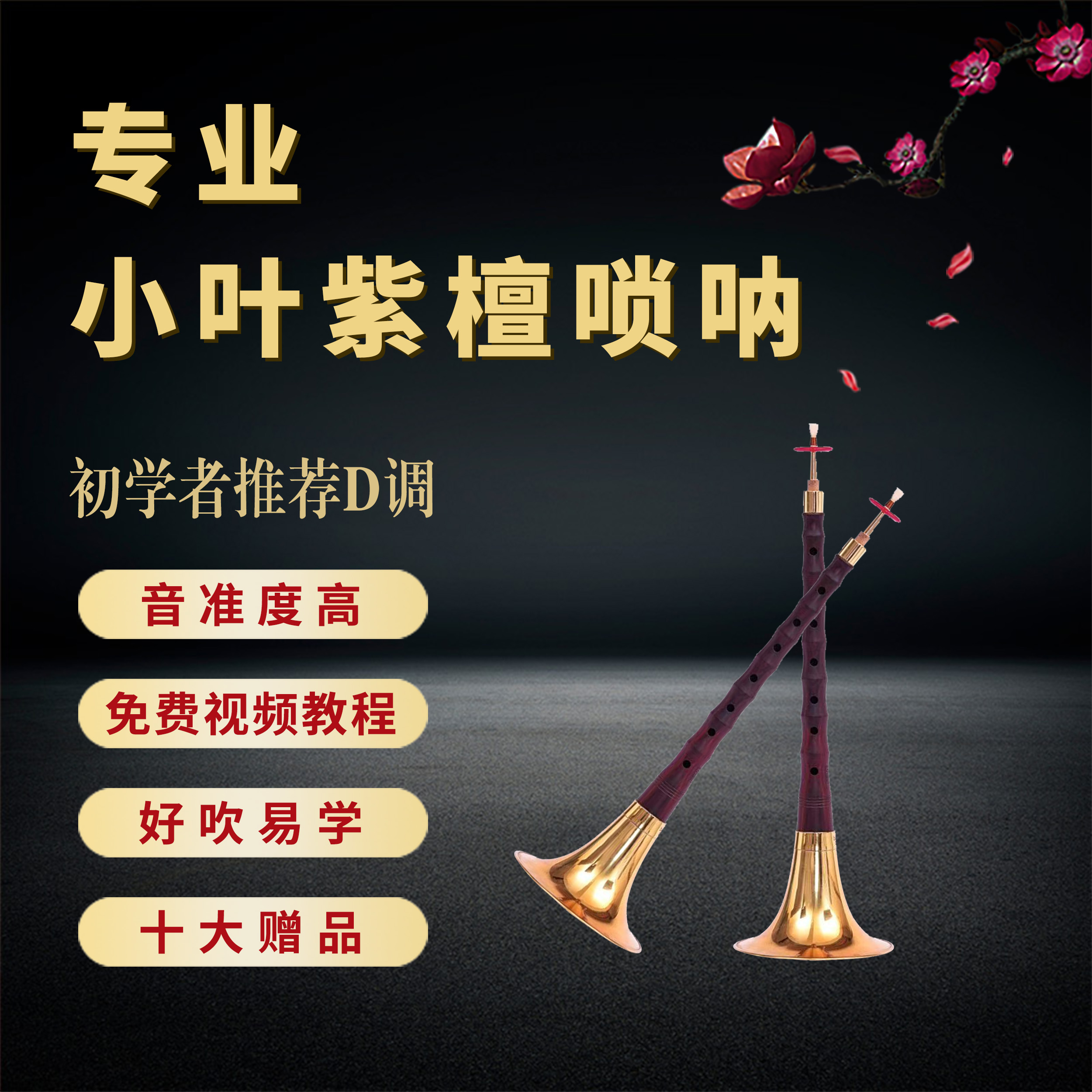 仁学民乐小叶紫檀唢呐全套铜碗ABCDEFG调厂家直销专业定音