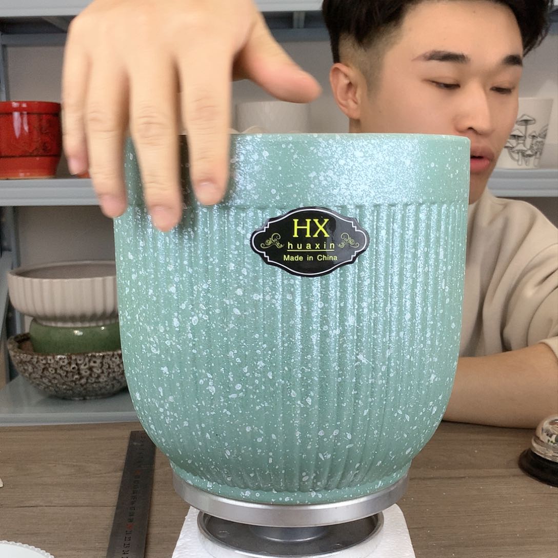 红陶绿色绿泡泡花盆20x20一个花盆