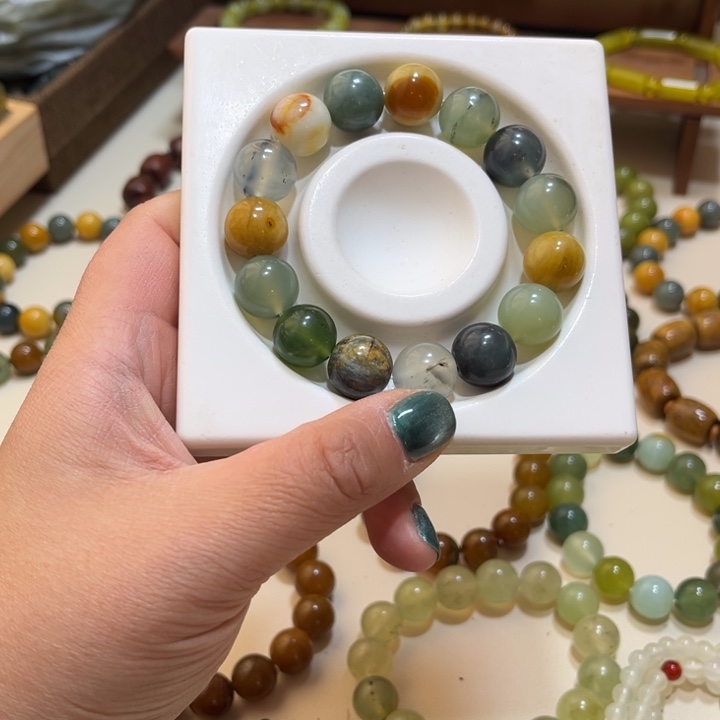 蛇纹石玉未镶嵌手链14