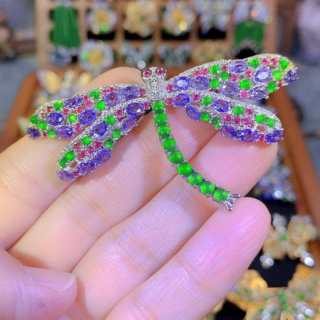 吊坠(不含链)银S925镶嵌翡翠