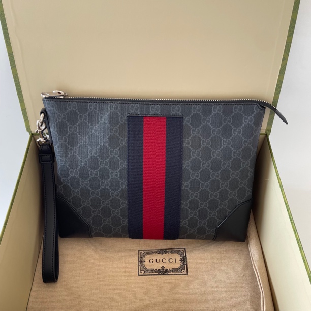 未使用 GUCCI/古驰 古驰黑花手拿包107-30/23/4时尚男包奢侈品