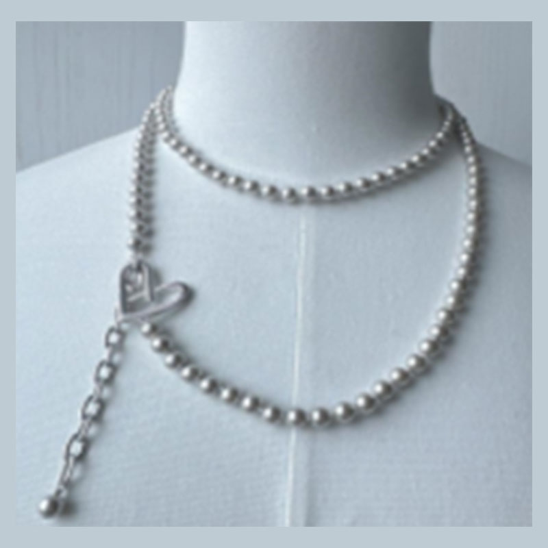 GIRDEAR/哥弟 不锈钢项链 小米珠白色坠链银色经典串珠项链190079