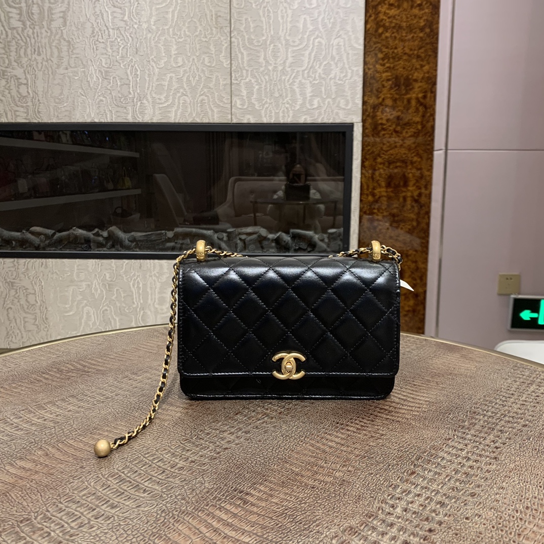 99新 Chanel/香奈儿 chanel黑金双金球链条包/99新近闲置/NB12411