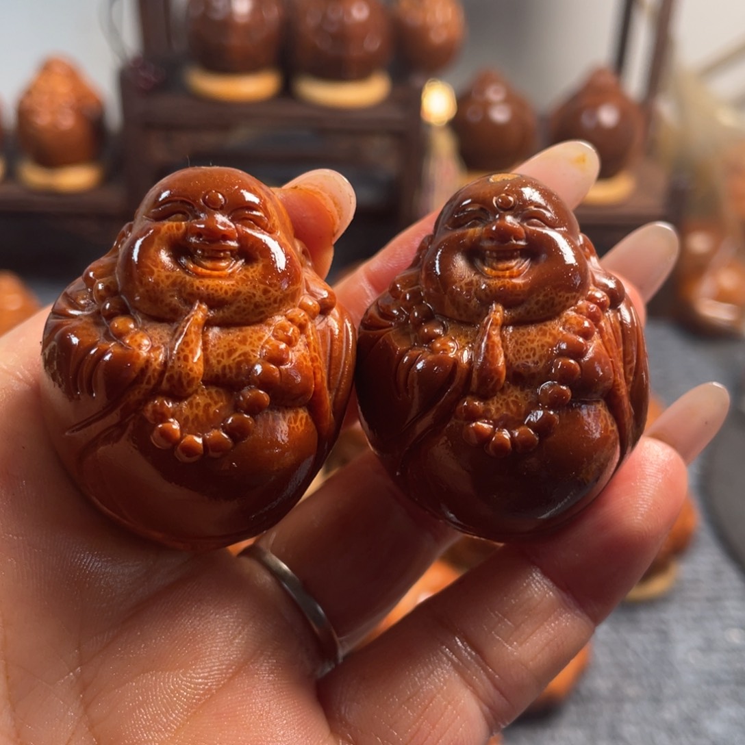 橄榄核手串/手链用****3弥勒佛一对