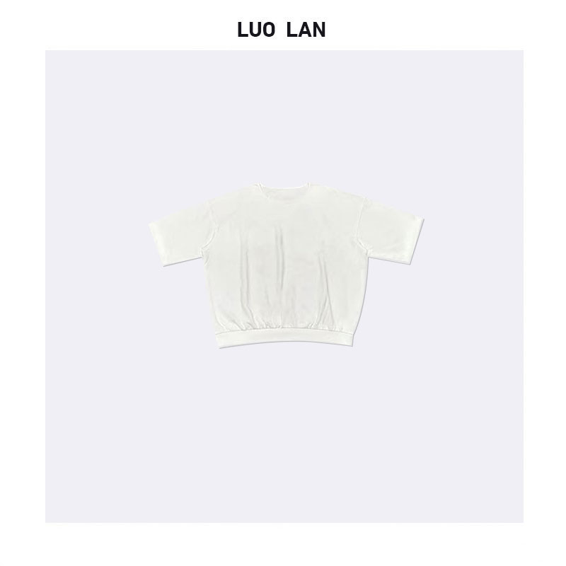 【ZHOU】 简约休闲纯色棉质圆领半袖打底四季卫衣 YLM00216