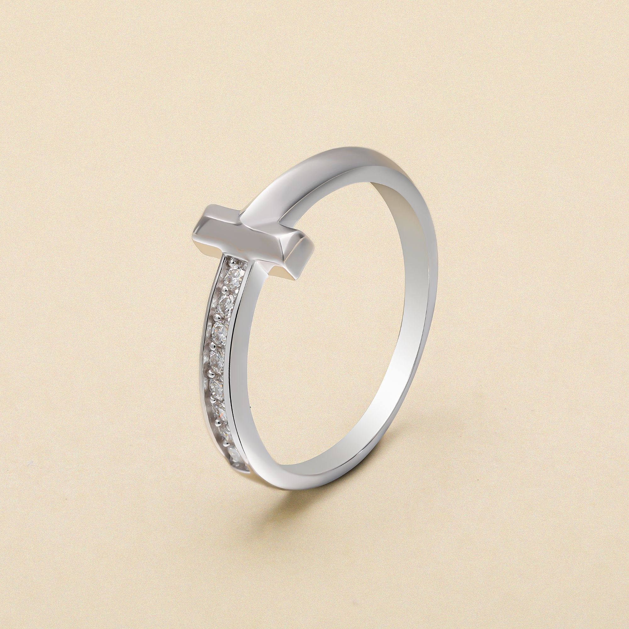 925银莫桑石戒指 木木（M84）全银莫桑闭口戒指MJ-5026B6