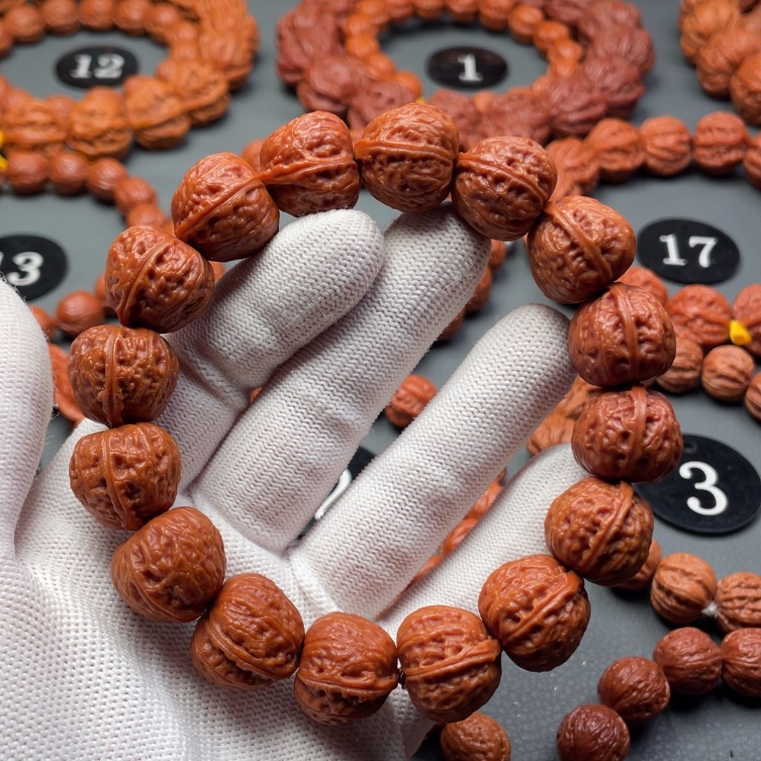 手串文玩核桃野生核桃苹果圆磨盘秋子手串