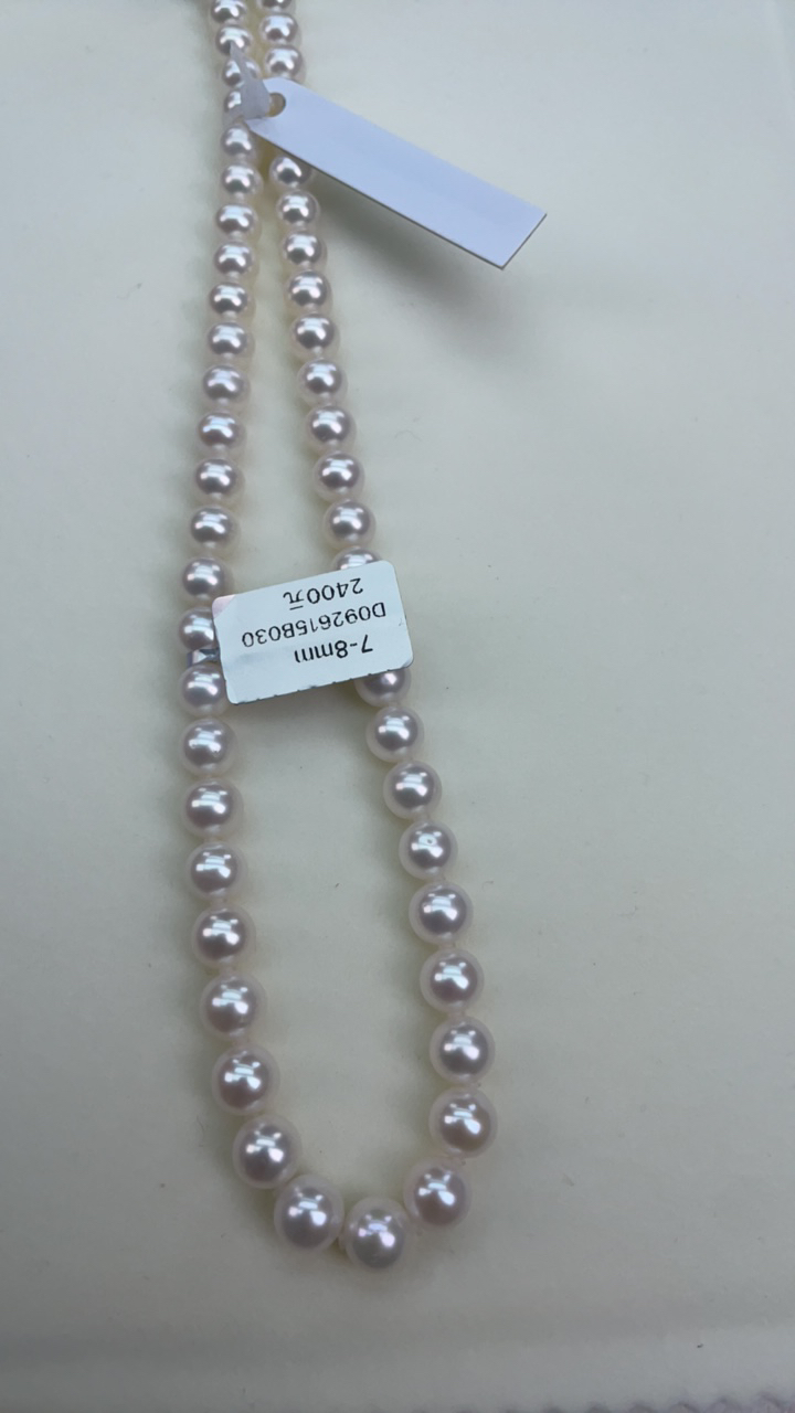 7-8正圆极光白透粉炫彩项链