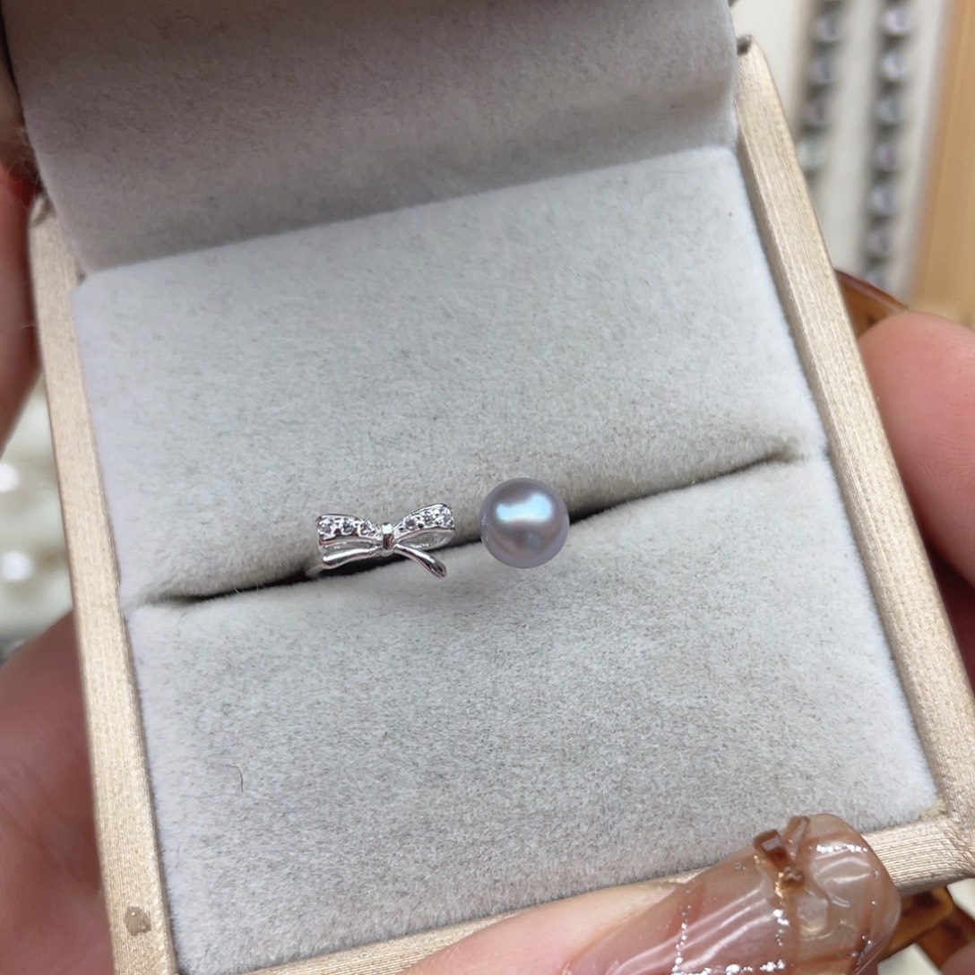 戒指海水珍珠银S925镶嵌E69